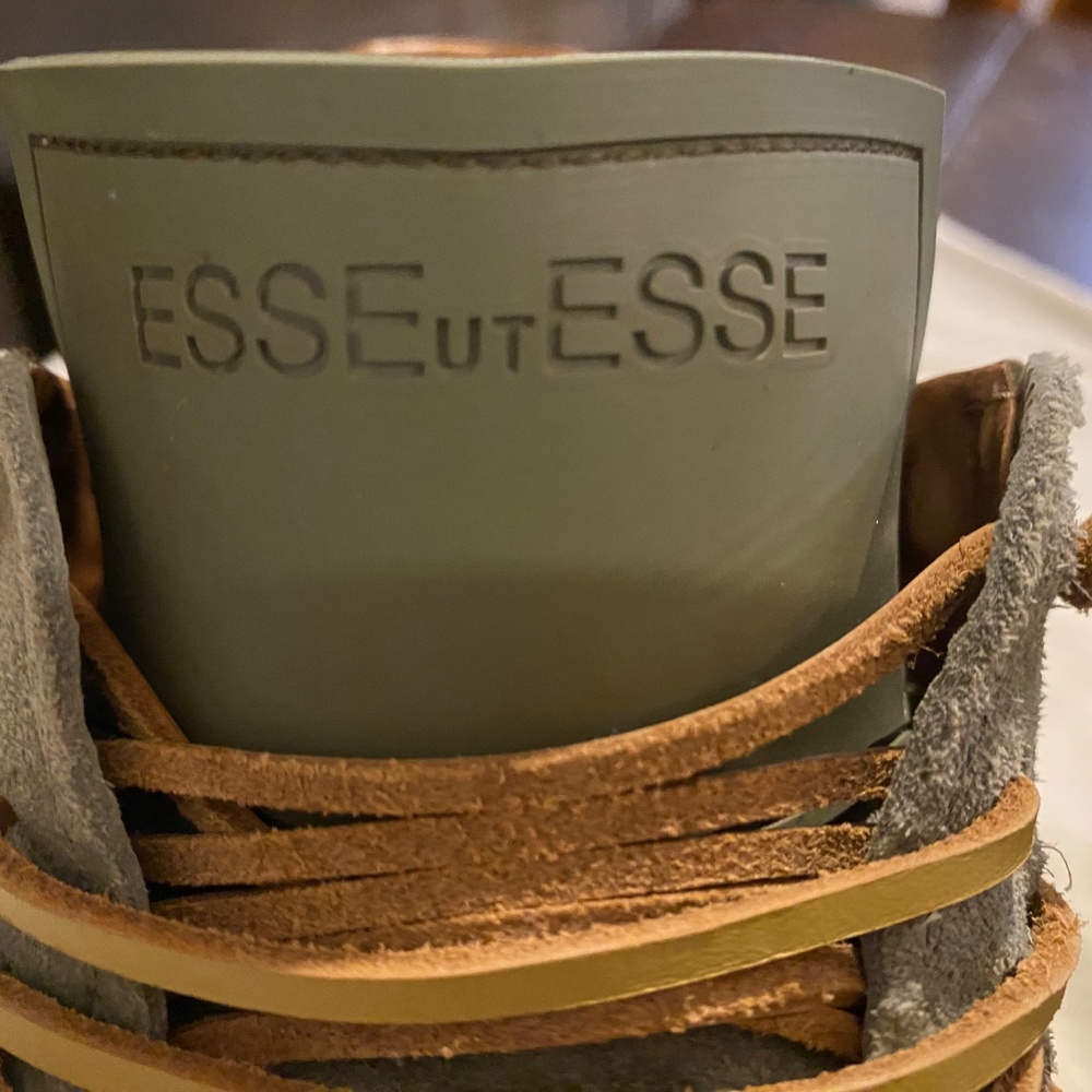Esseutesse Suede Fringe Sneakers olive green grey - Picture 5 of 7